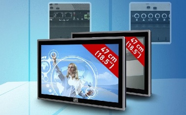 Flat widescreen panel PC and industrial monitor with multitouch