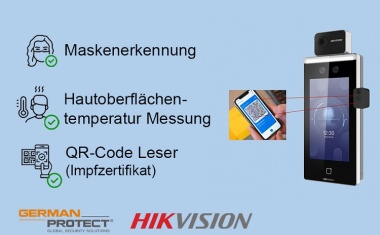 Einlasskontroll-Terminal für die Überprüfung der 2G Bestimmungen von Hikvision und German Protect