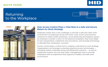 How Access Control Plays a Vital Role in a Safe and Secure Return-to-Work Strategy