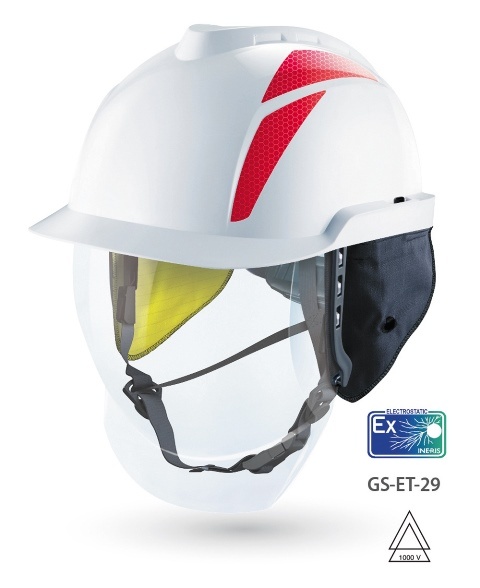 Der V-Gard 950 ist ein leichter Elektrikerhelm mit integriertem Gesichtsschutz...