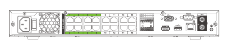 Die ePoE-Netzwerkrekorder bieten acht grüne 3PoE-Anschlüsse