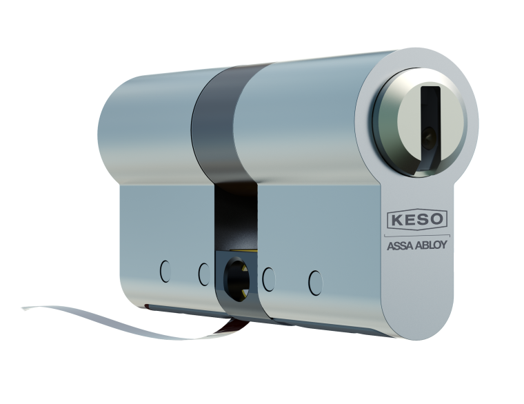Der Keso-Integra-Zylinder für Innen- und ­Außentüren kann durch das...