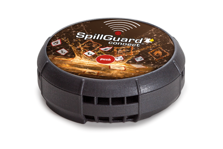 Der handgroße SpillGuard Connect ist mit nur einem Knopfdruck autark...
