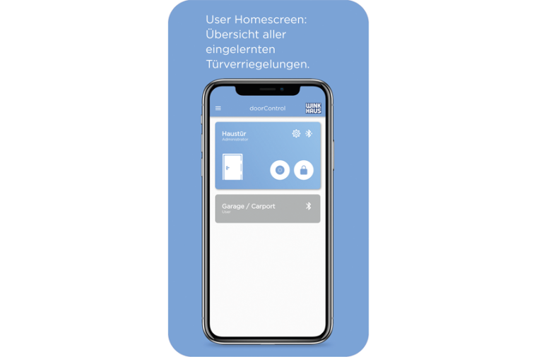 doorControl App – typische User Ansicht. © Winkhaus