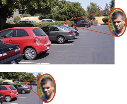 Comparing SD vs. HD in a surveillance  application in a parking lot.