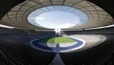 The Olympic Stadium in Berlin can seat more than 74,000 spectators for football...