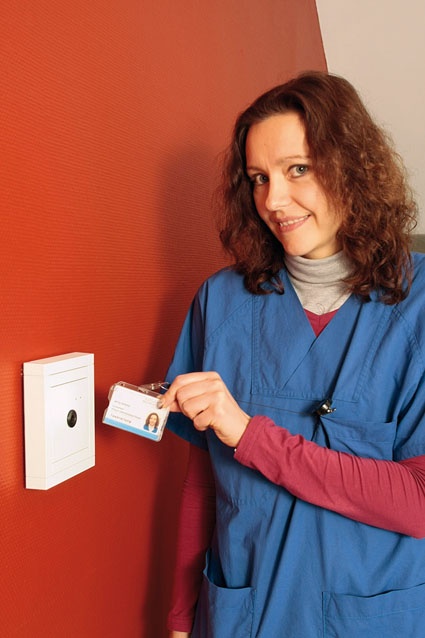 Hospital staff use their cards to log on at the twenty-five Winkhaus TimeLine...