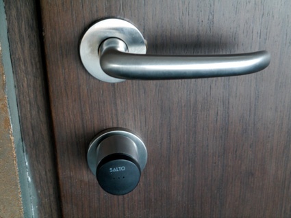 Salto electronic locks at the doors to the business seats area.