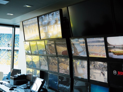 One of six security control rooms at Olimpiyskyi Stadium.