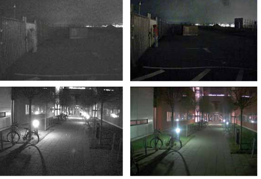 Conventional day and night cameras switch to black and white in darkness but...