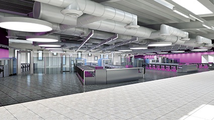 Wider lanes and more space for passengers and staff, all under surveillance