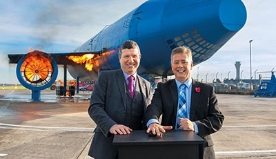 Gordon Dewar (l), Chief Executive of ­Edinburgh Airport with former Scottish...
