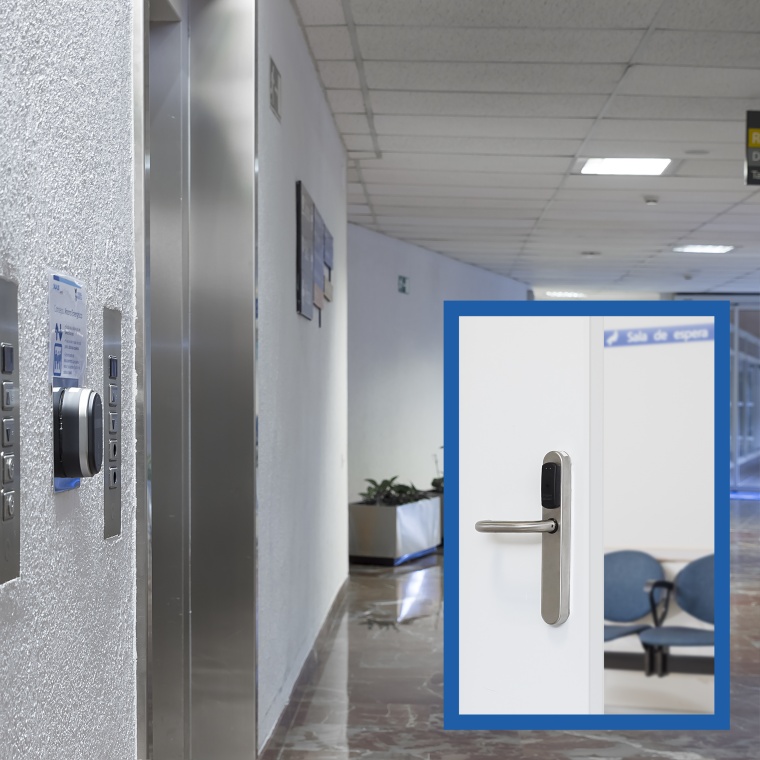 Access restrictions for lifts, doors and car parks are managed by  Assa...