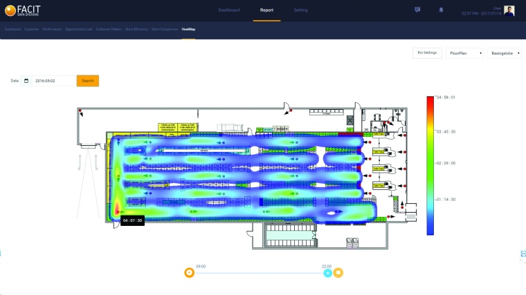 The Calculus solution supports bi-directional people counting and heat mapping