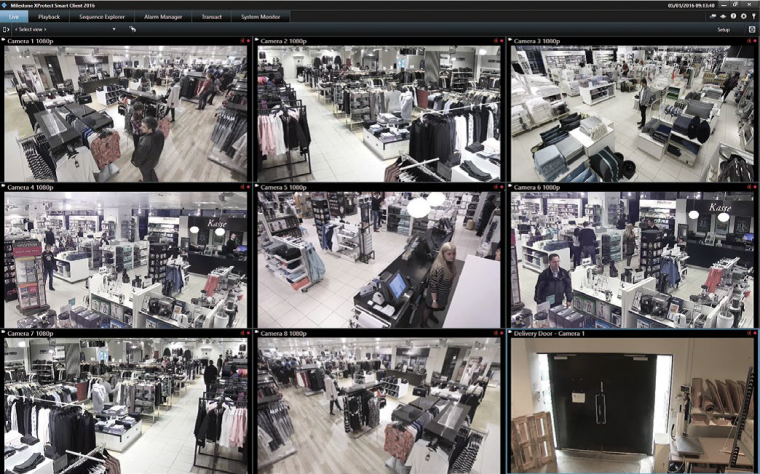 Monitoring multiple cameras in a retail application with XProtect Smart Client