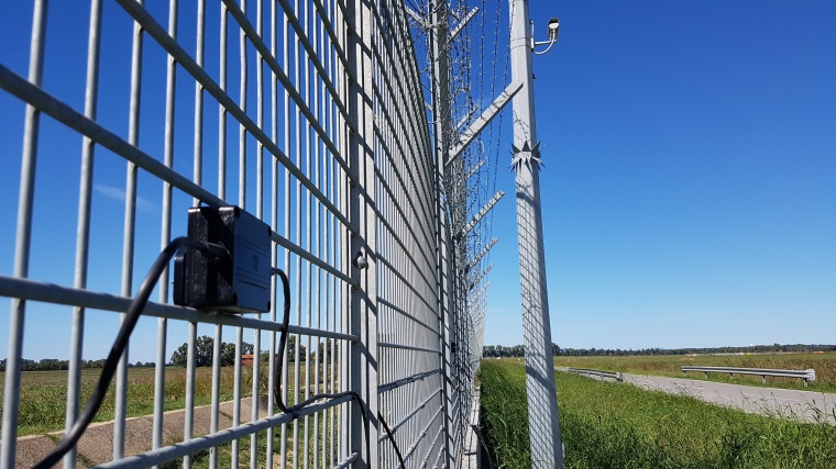 Detection of any climbing, cutting, lifting the fence or displacing of the...