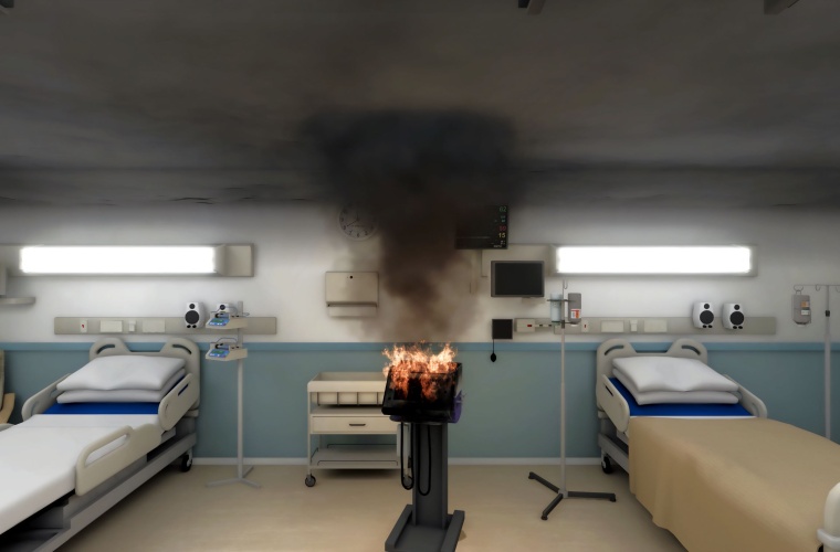 Trainigsszenario Brand im Krankenhauszimmer