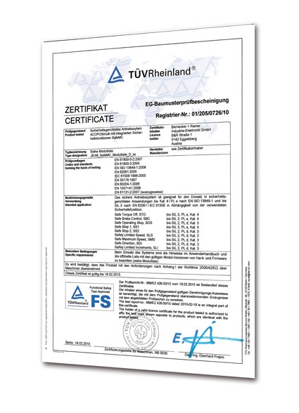 Im Februar 2010 erhielt B&R vom TÜV Rheinland die Zertifizierung des...