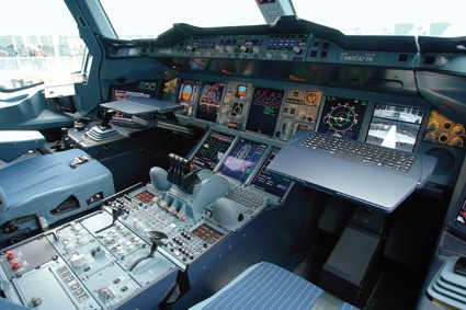 Im Cockpit des A380.
