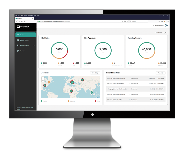 Die webbasierte Management-Plattform „Umbrella“ von Qognify