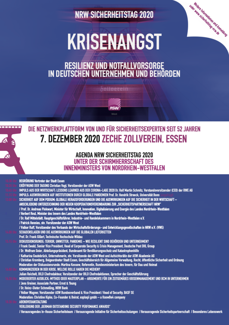 Der diesjährige NRW Sicherheitstag findet am 07. Dezember in Essen statt....