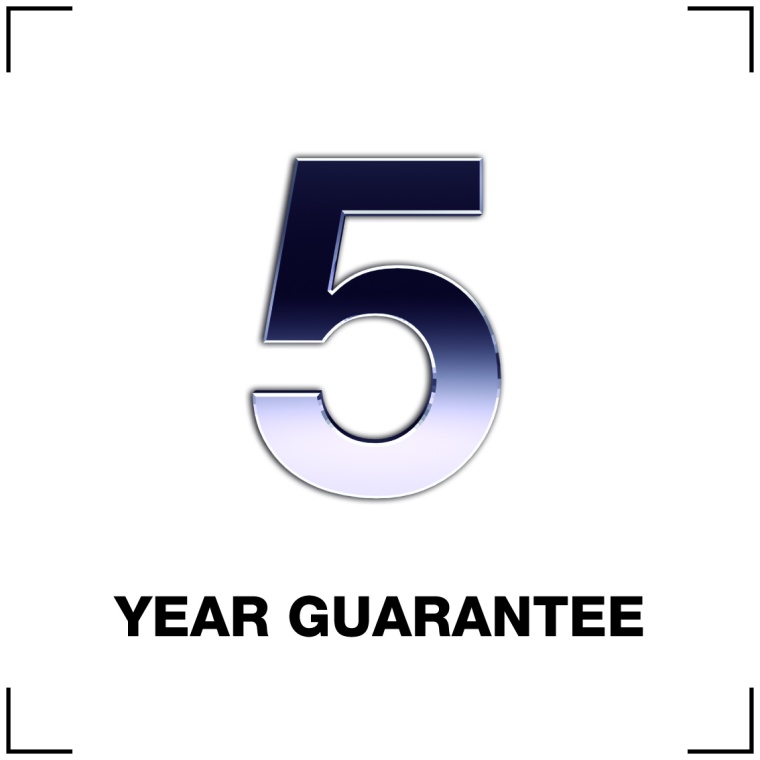 This symbol indicates that a five-year guarantee will be provided for all...