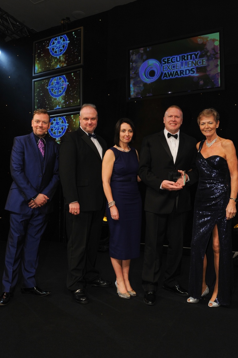 Left to right: Comedian presenter Rufus Hound, Brian Simms of UBM, Emma Shaw of...