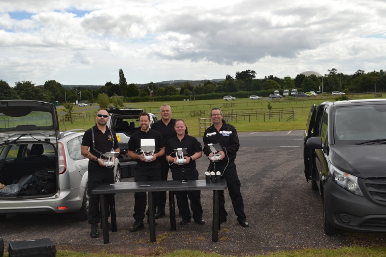Dorset police officers demonstrate the forces drones