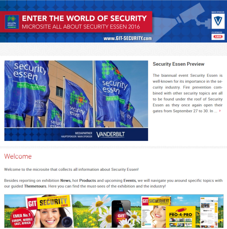 GIT SECURITY Microsite Security Essen 2016