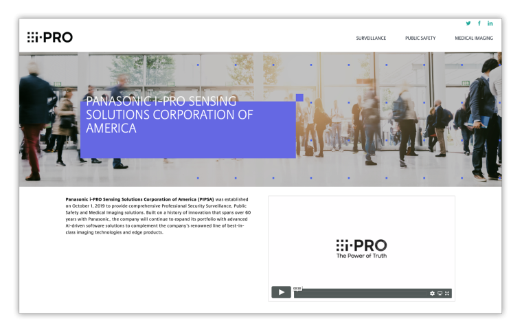 The new website i-pro.com is now live. (Photo: Panasonic i-PRO Sensing...