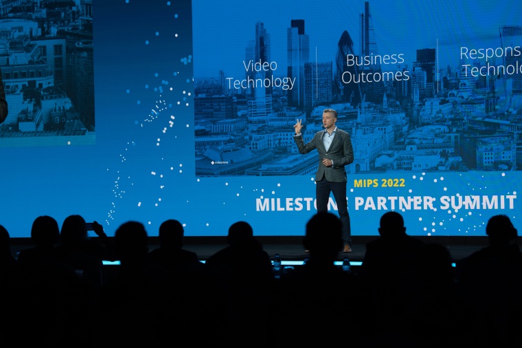 Milestone Systems’ CEO Thomas Jensen at MIPS 2022 in Dubai. Image: Milestone...