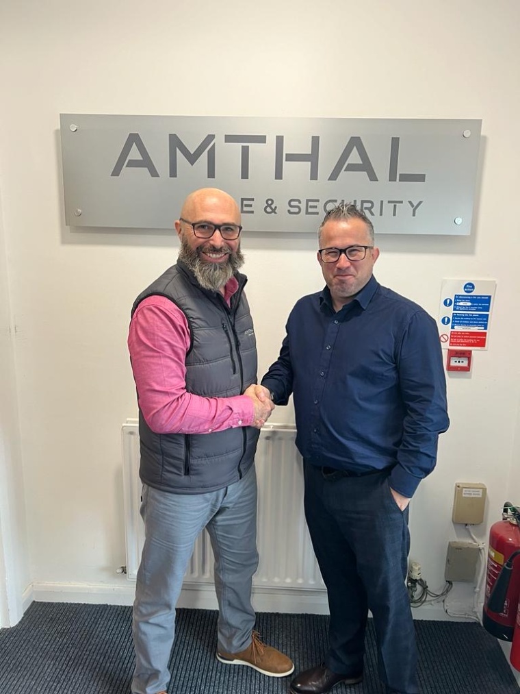 Jamie Allam (CEO, Amthal) with Deane Sales (Group Sales Director) on his first...
