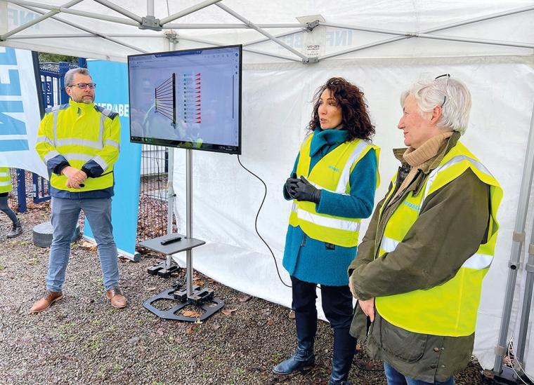 Infrabel CEO Benoît Gilson (left), Mayor of Esneux Laura Iker (centre) and...