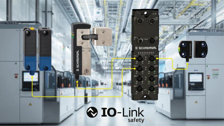 Das IO-Link-Safety-Installationssystem von Schmersal mit (v. l. n. r.) dem...