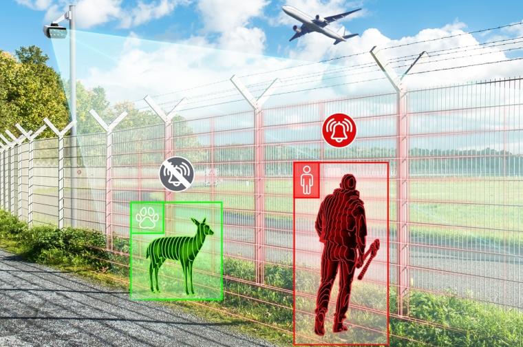 Zaun mit grafischer Darstellung der visuellen Verifikation der...