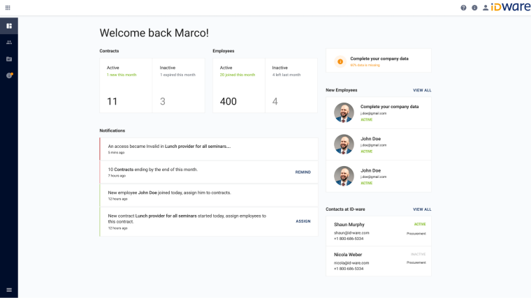 Screenshot der im Artikel beschriebenen Software Contractor Management