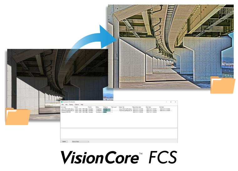 Software-Benutzeroberfläche mit dem Namen „VisionCore FCS“