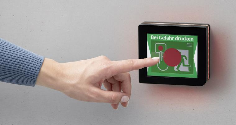 Das elegante ePED Display-Türterminal vereint die gesamte Fluchttürsteuerung...