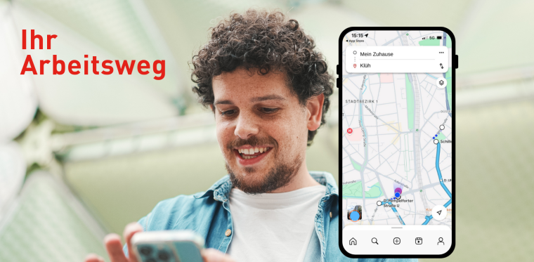 Klüh zeigt Bewerbern die Anfahrtszeit auf einen Blick