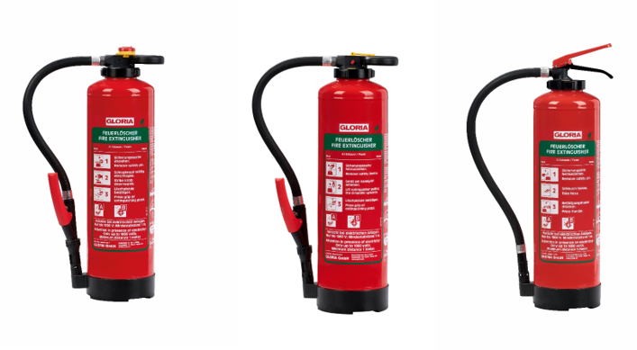 Gloria Feuerlöscher verschiedener Bauarten