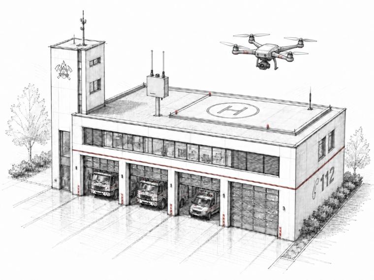 Drone-MonSta Box im Einsatz bei einer Feuerwehr.
