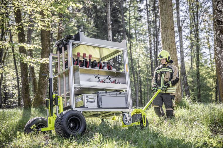 Das Offroad-System Premium der Munk Rettungstechnik macht die Rollcontainer fit...