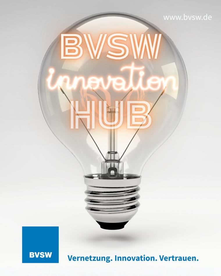 Glühbirne mit Aufschrift BVSW Innovation Hub