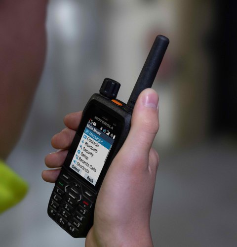 A handheld Motorola TETRA transceiver