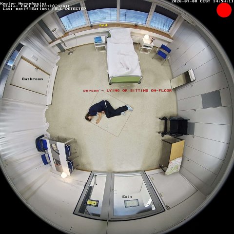 A 360° ceiling view of a patient's room